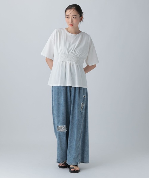 LEPSIM（レプシィム） tシャツ 半袖 タックペプラムデザインT 815993