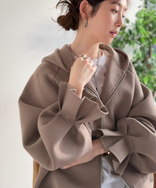 「classicalelf」 ジップアップパーカー MEDIUM モカ レディース_画像7