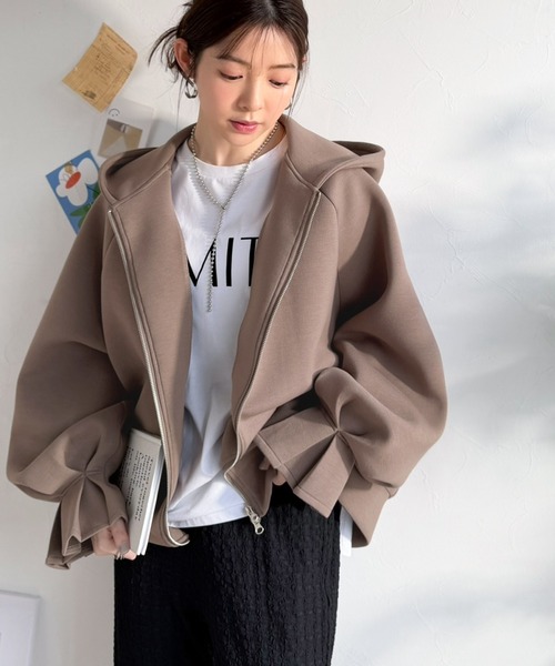 「classicalelf」 ジップアップパーカー MEDIUM モカ レディース_画像9