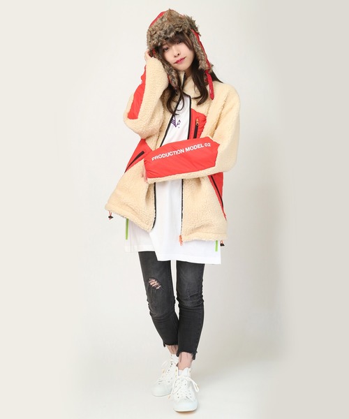 RADIO EVA コート ジャケット RADIO EVA 663 EVANGELION BOA JACKET