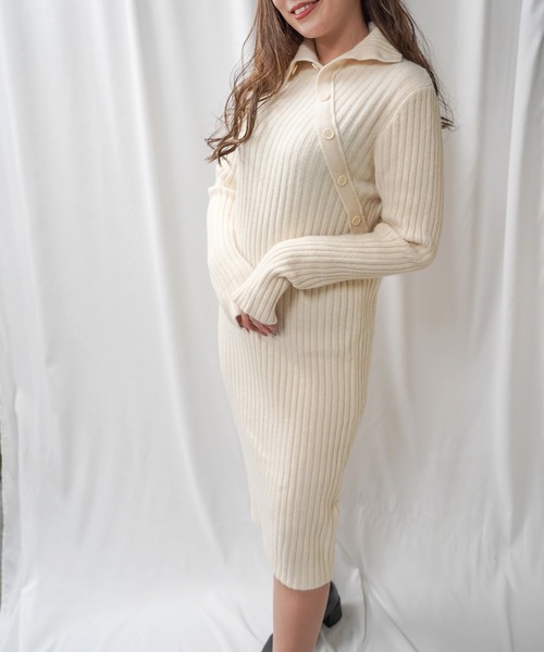 Loco Ocean ワンピース 綺麗めシルエット タートルネック 2wayニット