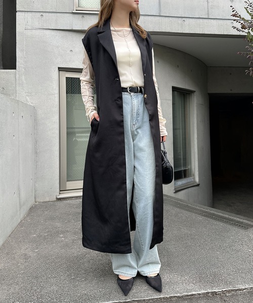 andme（アンドミー） ベスト ジレ ウエストベルト付きジレトレンチ