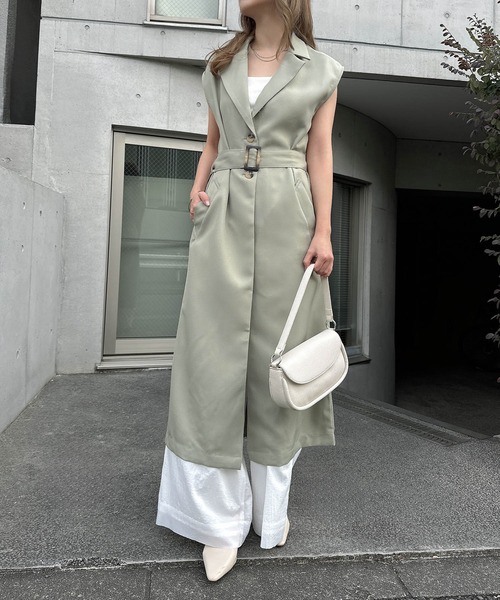 andme（アンドミー） ベスト ジレ ウエストベルト付きジレトレンチ