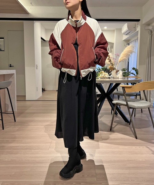 Jewelobe ブルゾン アウター バイカラーシャカシャカショート
