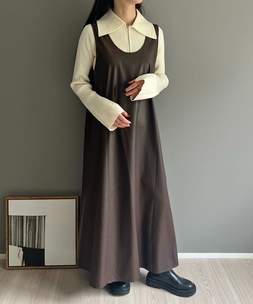 Jewelobe（ジュエローブ） ワンピース シンセティックレザーマキシ