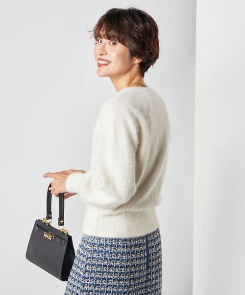 ノーリーズ NOLLEY'S カシミヤ混ビジューブローチ付きコート