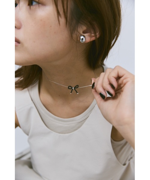 un/neu ネックレス ビーズリボンモチーフネックレス/シルバー925