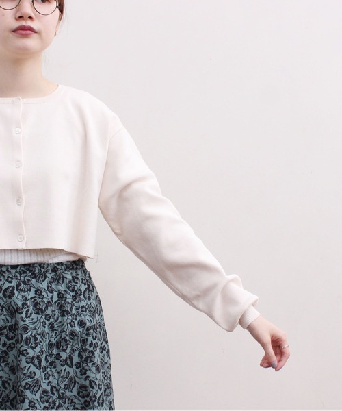 カーディガン _Ｃ/Ｎy　pleating short CD レディース fig London カーディガン _C/Ny pleating short CD レディース