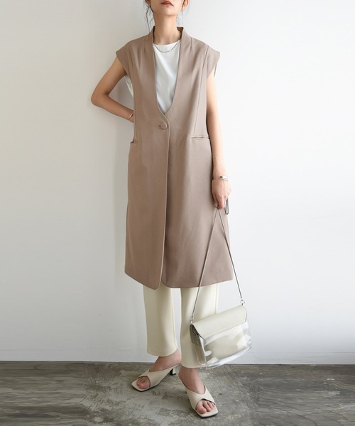 and it_ ベスト ジレ リネンライクロングジレ レディース