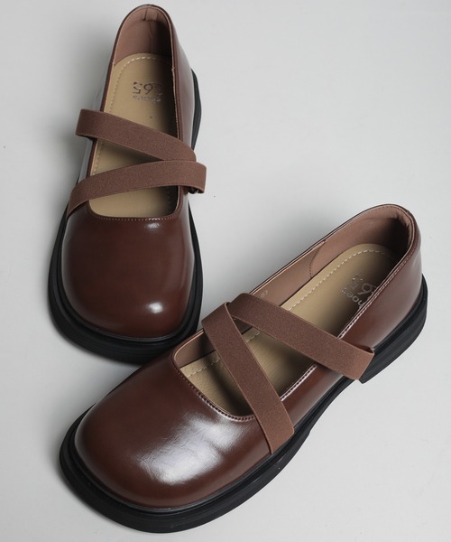 shoes365 シューズ 「shoes365」ダブルゴムバンドメリージェーン