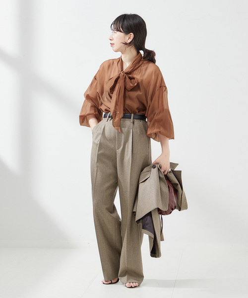 JOURNAL　STANDARD　L'ESSAGE オーガンジーボウタイブラウス journal standard L'essage ブラウス シャツ オーガンジー