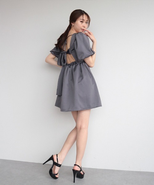 アンビエント（AMBIENT）/バックオープンリボンフレアミニワンピース AMBIENT（アンビエント） ワンピース バックオープンリボンフレアミニ