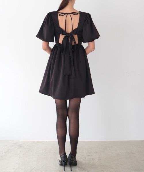 アンビエント（AMBIENT）/バックオープンリボンフレアミニワンピース AMBIENT（アンビエント） ワンピース バックオープンリボンフレアミニ