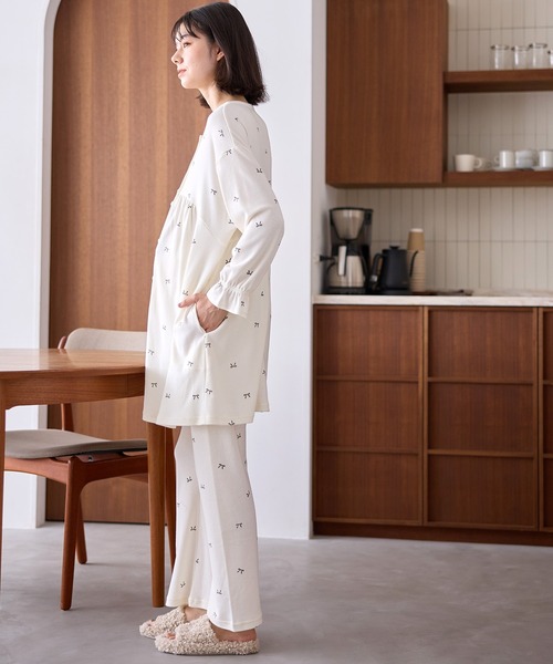 Rosemadame（ローズマダム） マタニティ T/Cスムースリボン柄パジャマ