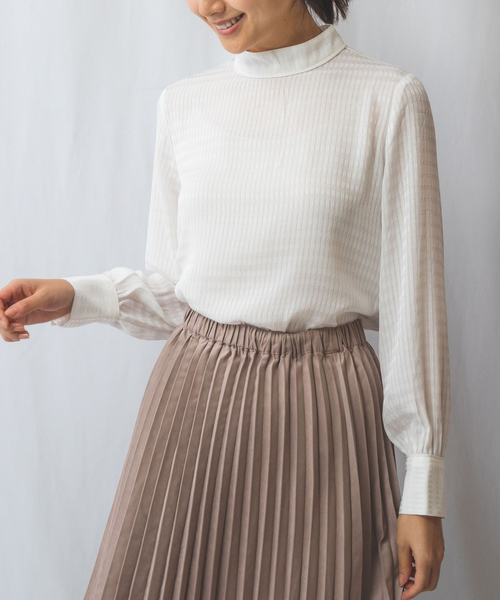 NARACAMICIE / ナラカミーチェ 【NARACAMICIE】シャドーストライプパイピング長袖ブラウス NARACAMICIE ブラウス シャツ 「NARACAMICIE」シャドー