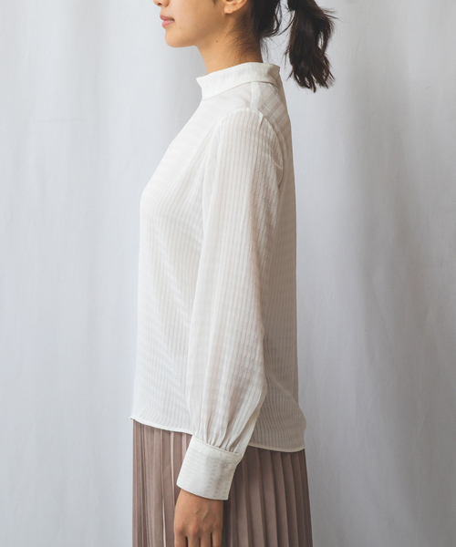 NARACAMICIE / ナラカミーチェ 【NARACAMICIE】シャドーストライプパイピング長袖ブラウス NARACAMICIE ブラウス シャツ 「NARACAMICIE」シャドー
