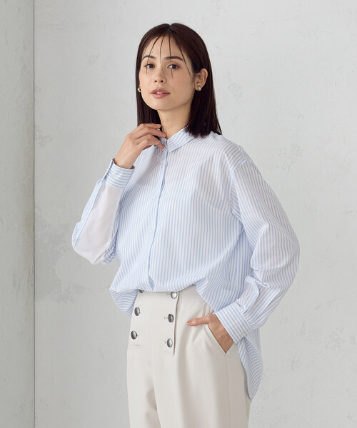 COMME CA ISM（コムサイズム） ブラウス シャツ ストライプコンビ