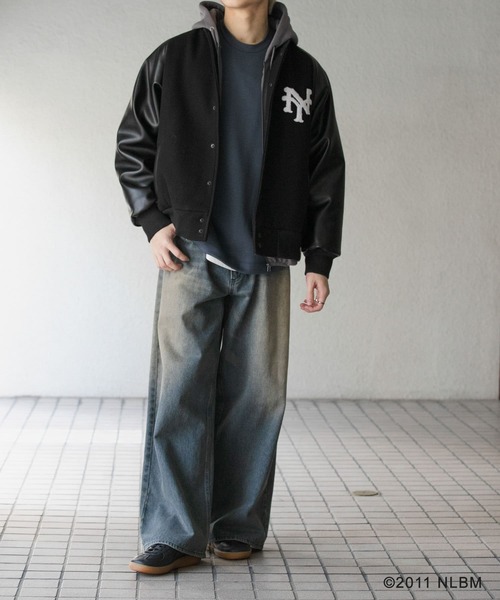 SENSE OF PLACE スタジャン ブラック SENSE OF PLACE by URBAN RESEARCH スタジャン Negro Leagues
