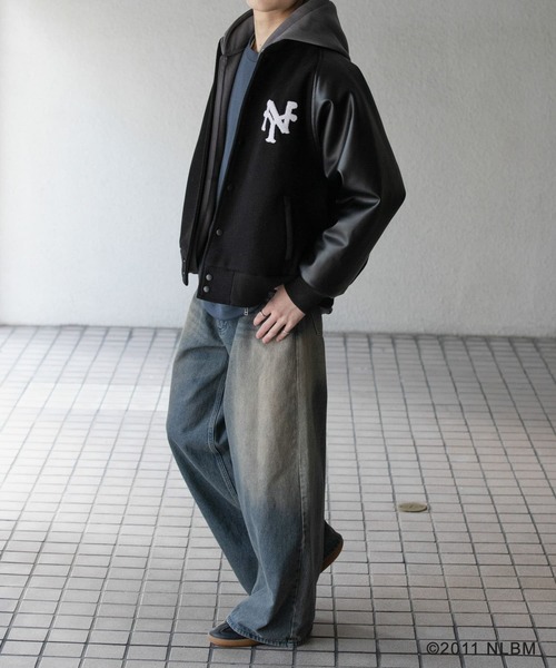 SENSE OF PLACE スタジャン ブラック SENSE OF PLACE by URBAN RESEARCH スタジャン Negro Leagues