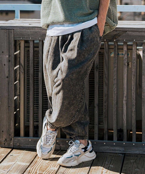 パンツ mp13135-Chemical Wash Silky Denim Balloon Pants バルーン