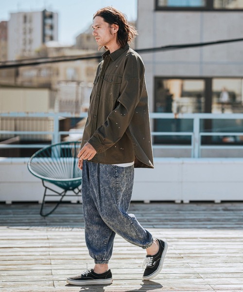 パンツ mp13135-Chemical Wash Silky Denim Balloon Pants バルーン