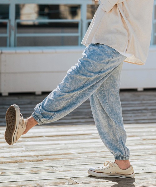 パンツ mp13135-Chemical Wash Silky Denim Balloon Pants バルーン