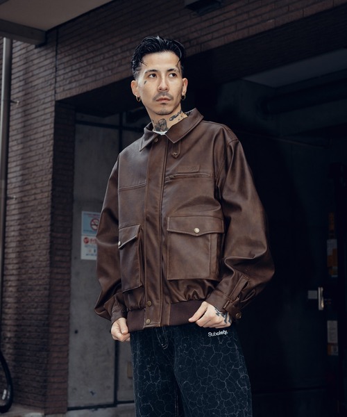 Subciety（サブサエティ） ブルゾン アウター Faded faux leather