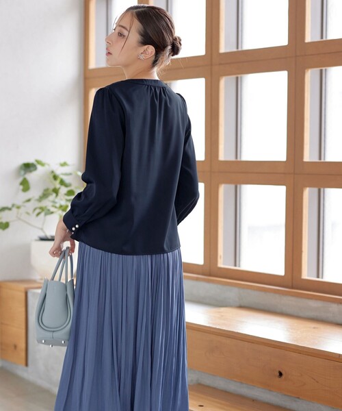 Tiaclasse ブラウス シャツ スキッパー衿ボタンブラウス レディース