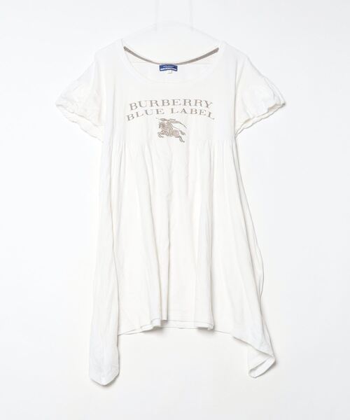 BURBERRY BLUE LABEL 半袖ワンピース 38 BURBERRY BLUE LABEL 「BURBERRY LABEL」 刺繍半袖ワンピース 38
