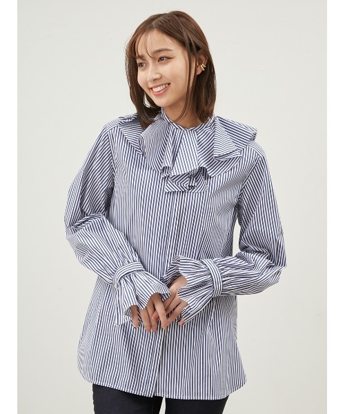 Mila Owen◆25ss/デタッチャブルラッフルブラウス/ブラウス/1/コットン/WHT/無地/09wfb251188 デタッチャブルラッフルブラウス【手洗い可能】(シャツ