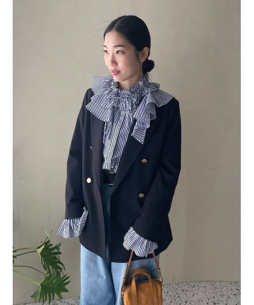 ブラウス シャツ デタッチャブルラッフルブラウス「手洗い可能」 レディース デタッチャブルラッフルブラウス【手洗い可能】(シャツ