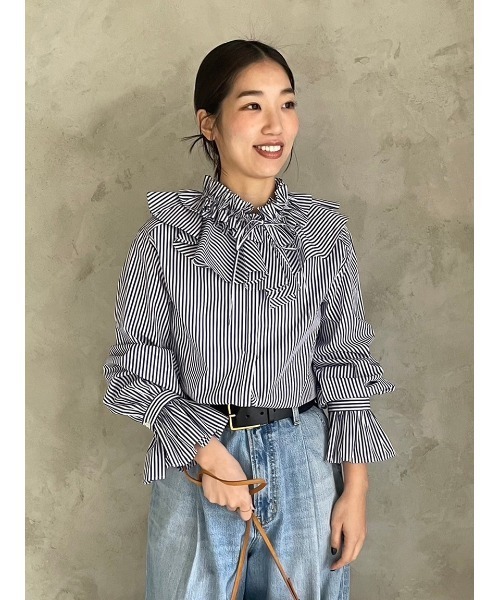 ブラウス シャツ デタッチャブルラッフルブラウス「手洗い可能」 レディース デタッチャブルラッフルブラウス【手洗い可能】(シャツ