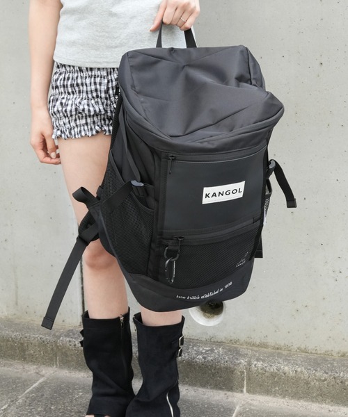 KANGOL ビッグポケットスクエアリュック KGSA-BG00146 ブラック KANGOL デイバック リュック 「KANGOL/カンゴール」ターポリン