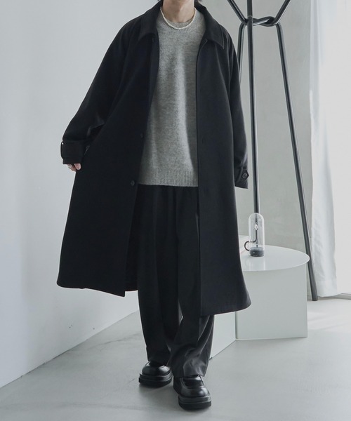 ADAMASTE ステンカラーコート SMALL ブラック メンズ : ZOZOTOWN Yahoo