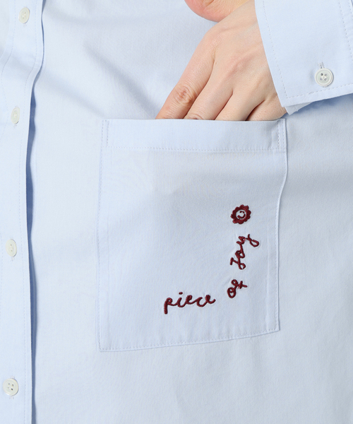 Lar×relume 刺繍シャツ　青 セール】【Lar×relume】 刺繍シャツ（シャツ/ブラウス