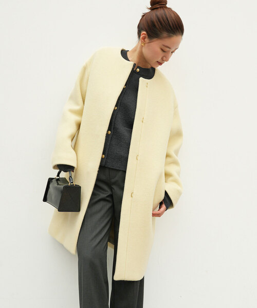 「IENA」 ノーカラーコート 38 グレー レディース_画像5