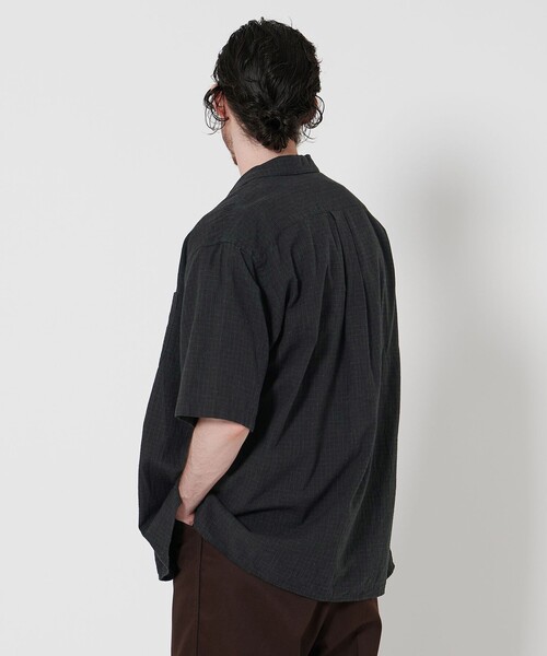 【オシャレ◎】Steven Alan ナイロンフルジップシャツ Steven Alan＞ 60 シボ チェック ALINE LOOSE CASUAL