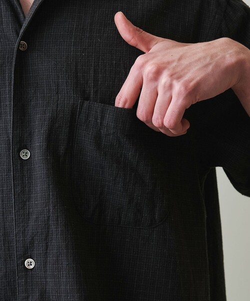 美品 Steven Alan コットンメッシュブラウス スキッパー ボックス 黒 STEVEN ALAN シャツ 「Steven Alan」 C/L ブレンド チェック
