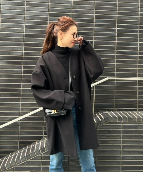 y/m（イム） ノーカラーコート FREE ブラック レディース : ZOZOTOWN