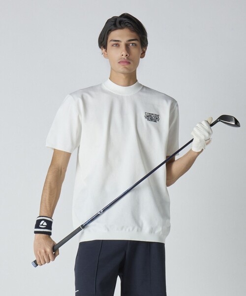 【テーラーメイド】春夏ニット 薄手モックネックセーターM 白 TaylorMade セーター ニット 「別注」「TaylorMade×UNITED