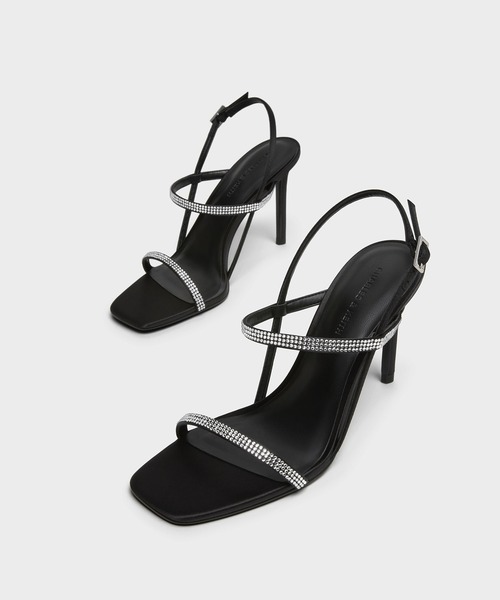 ★CHARLES&KEITH★Arona アロナ ヒールサンダル/送料込 CHARLES ＆ KEITH サンダル Arona アロナ メタリッククリスタル