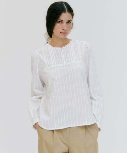 ブラウス シャツ lace shirring blouse レディース