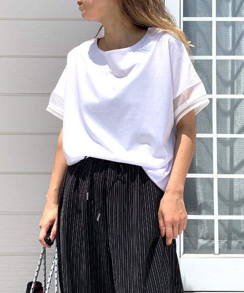 tシャツ 袖口ラインプルオーバー レディース