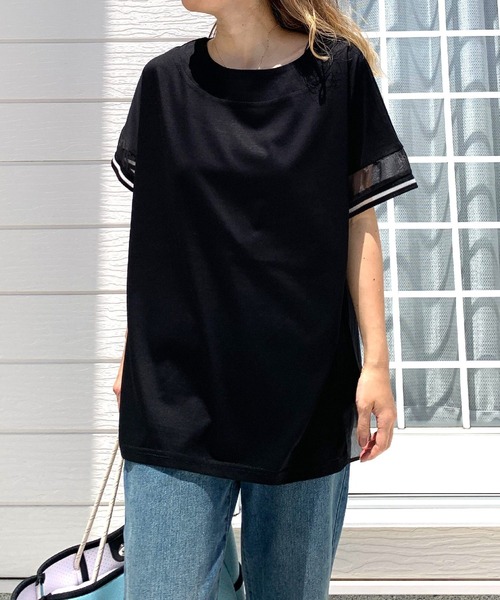 tシャツ 袖口ラインプルオーバー レディース