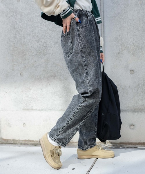 [WEGO] обработка Denim брюки MEDIUM оттенок черного прочее женский 