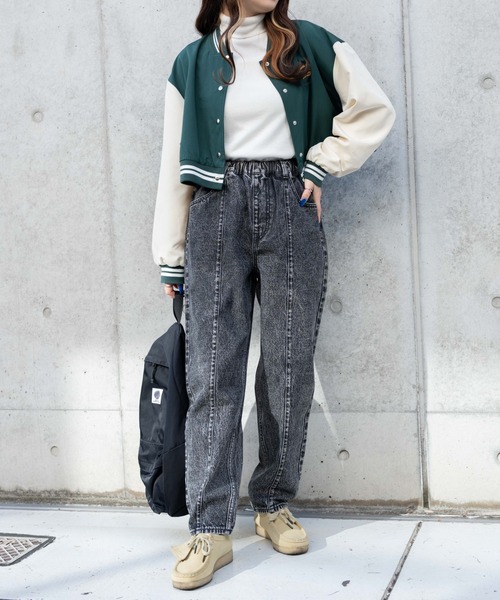 [WEGO] обработка Denim брюки MEDIUM оттенок черного прочее женский 