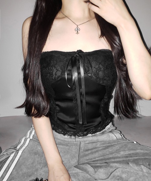 ミルノワール　黒色　リボン付きコルセット リリアンヌ姉妹 コルセット | HoshibakoWorks