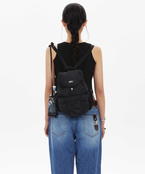 emis SHIRRING BACKPACK ブラックリュック・バックパック emis デイバック リュック SHIRRING BACKPACK レディース メンズ