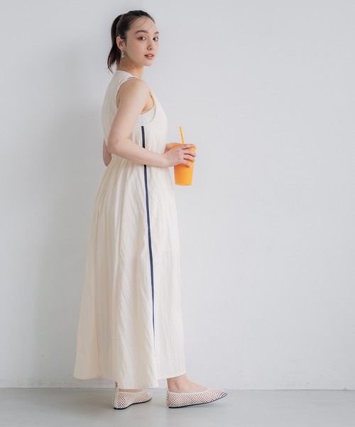 coca ワンピース ナイロンワッシャーサイドラインドレス 撥水