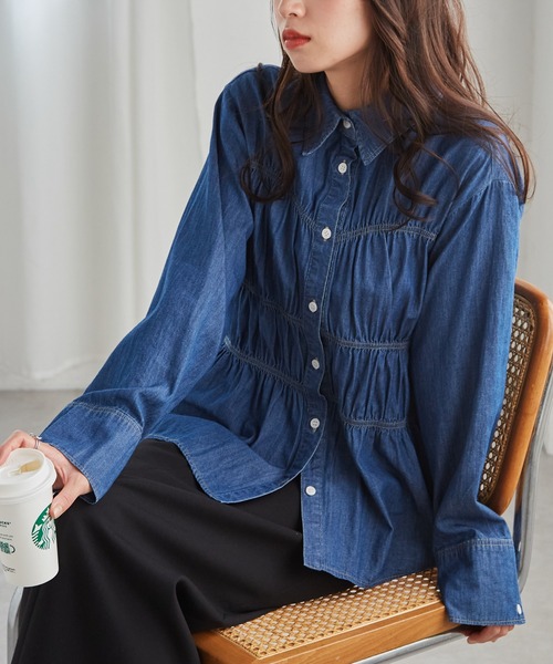RANAN（ラナン） ブラウス シャツ ビスチェデザインシャーリングシャツ